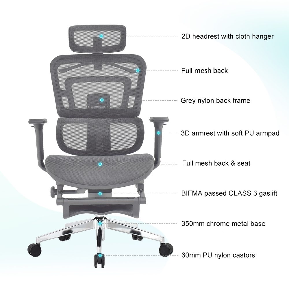 E111(full mesh,gray,footrest) detail — 10