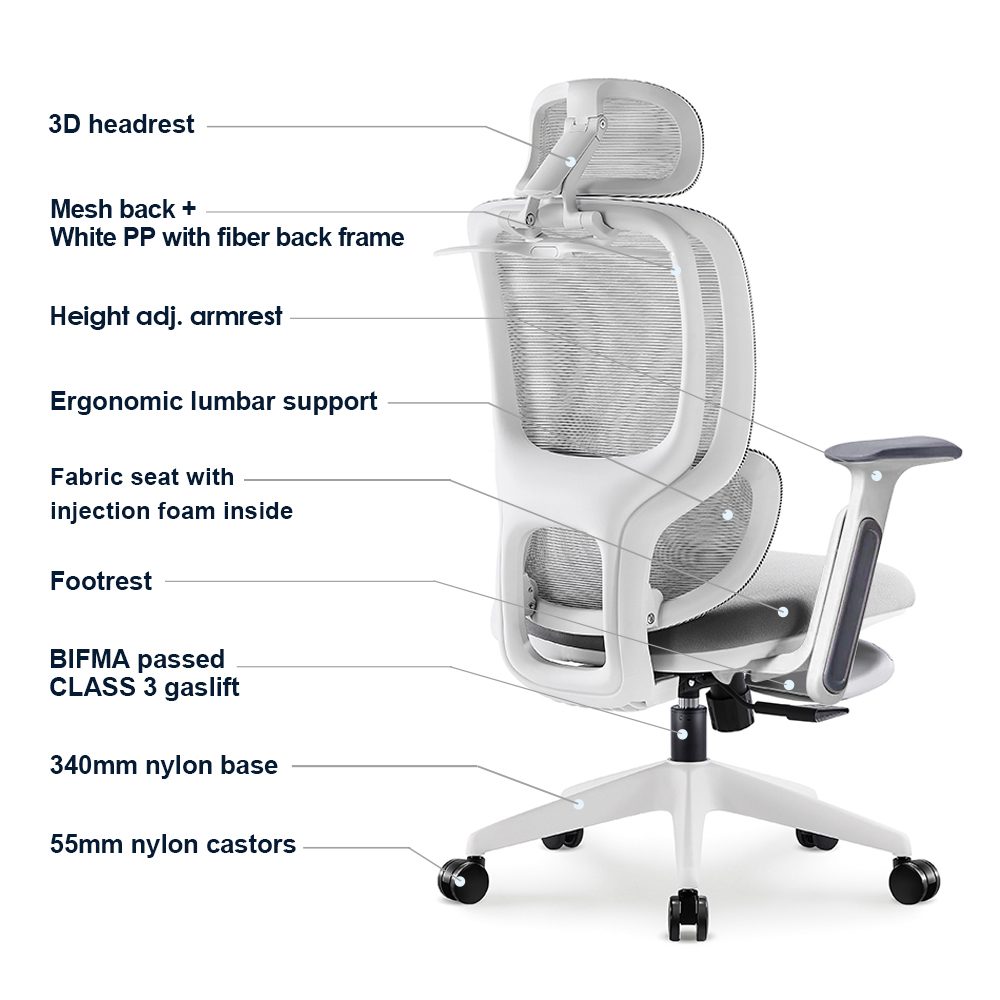 E6670-H(White,footrest,升降扶手) detail — 2