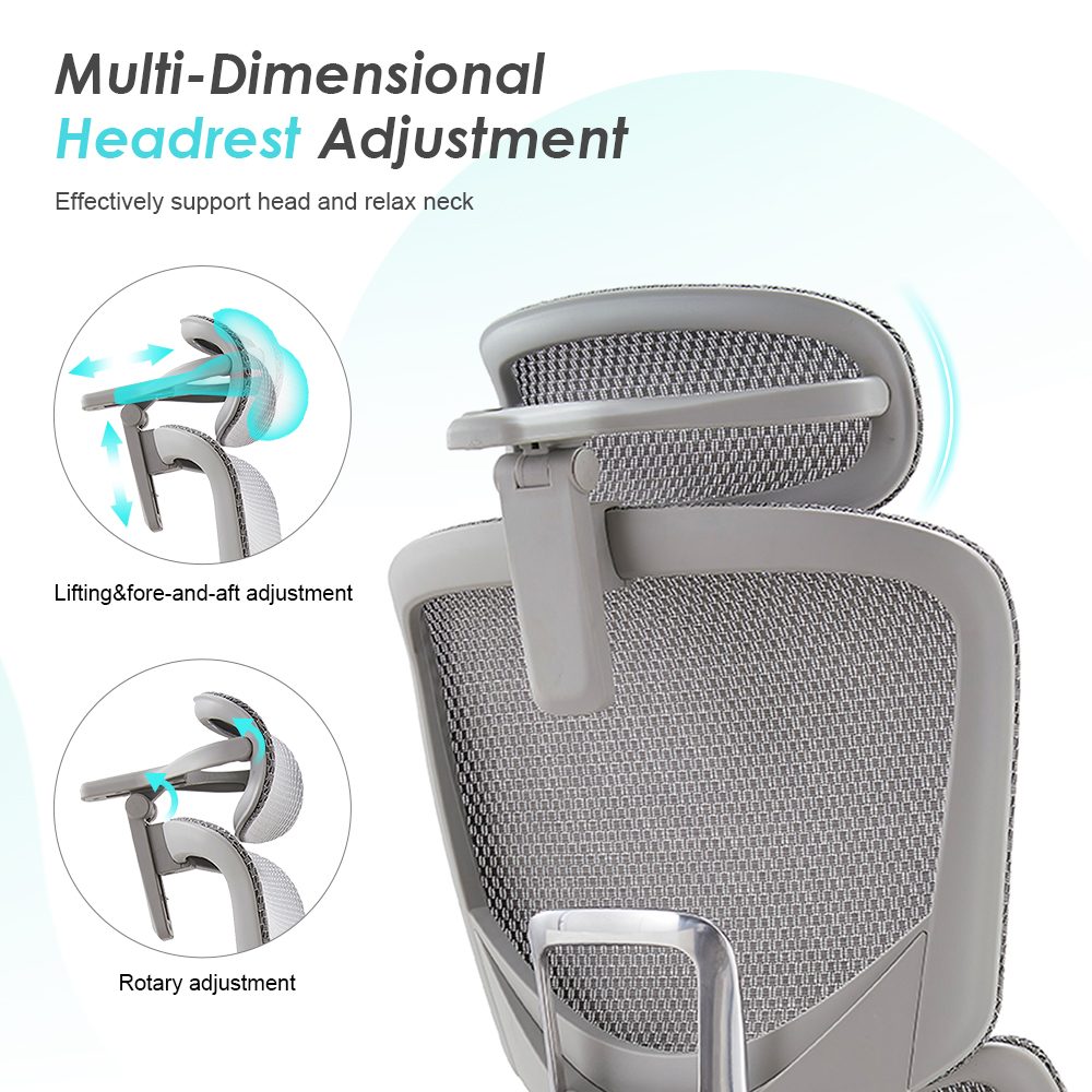 E370-H (full mesh,footrest,grey frame) detail — 2