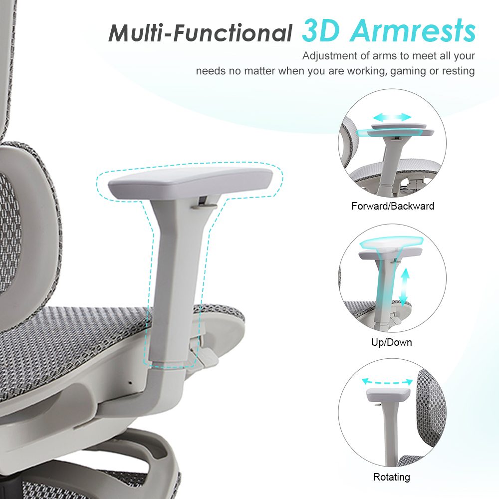 E370-H (full mesh,footrest,grey frame) detail — 3