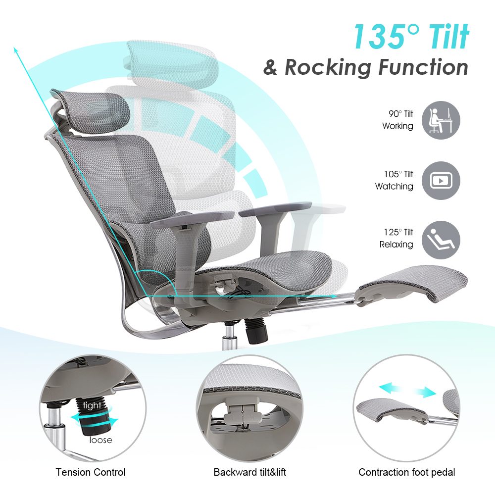 E370-H (full mesh,footrest,grey frame) detail — 4