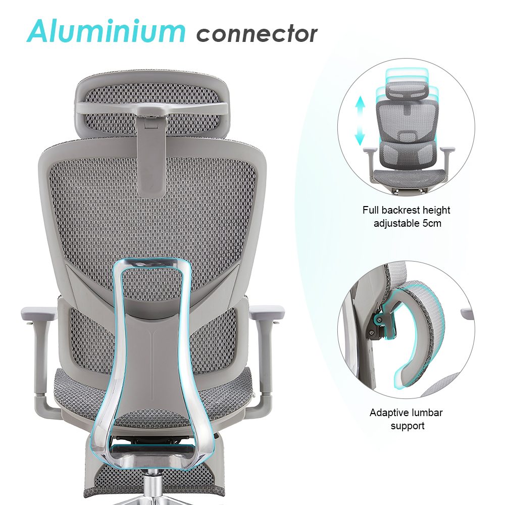 E370-H (full mesh,footrest,grey frame) detail — 5