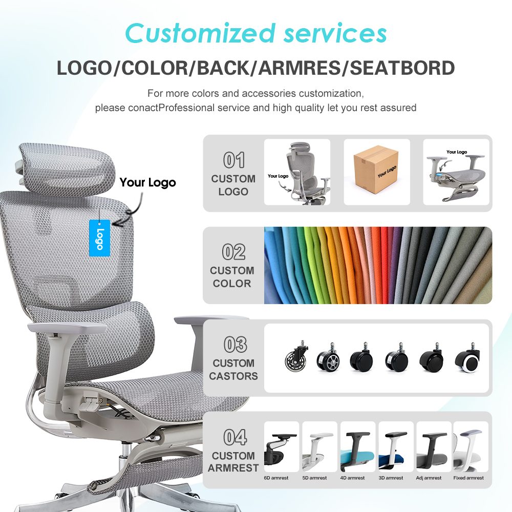 E370-H (full mesh,footrest,grey frame) detail — 7