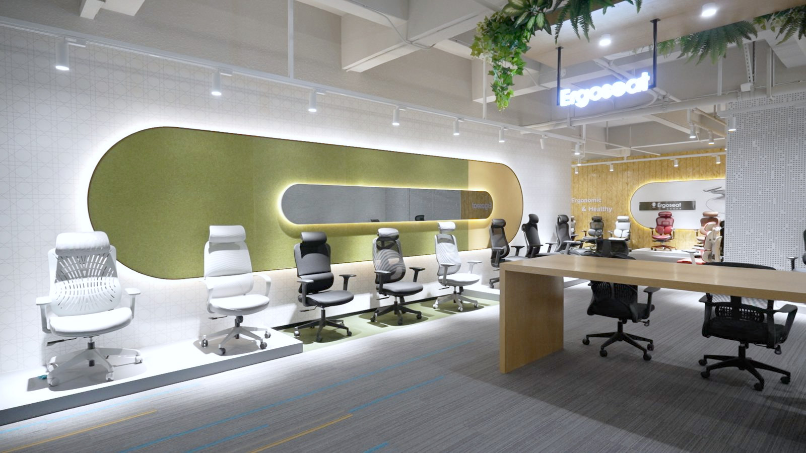 ErgoSeat showroom displaying the full chair range